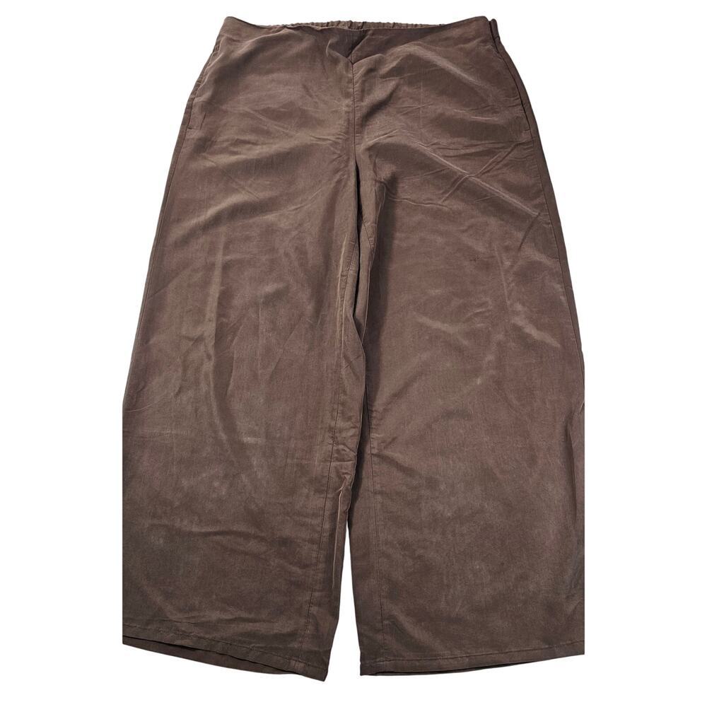 J jill faux silk chocolate brown wide leg XLT XL TALL career casual sd zip pants